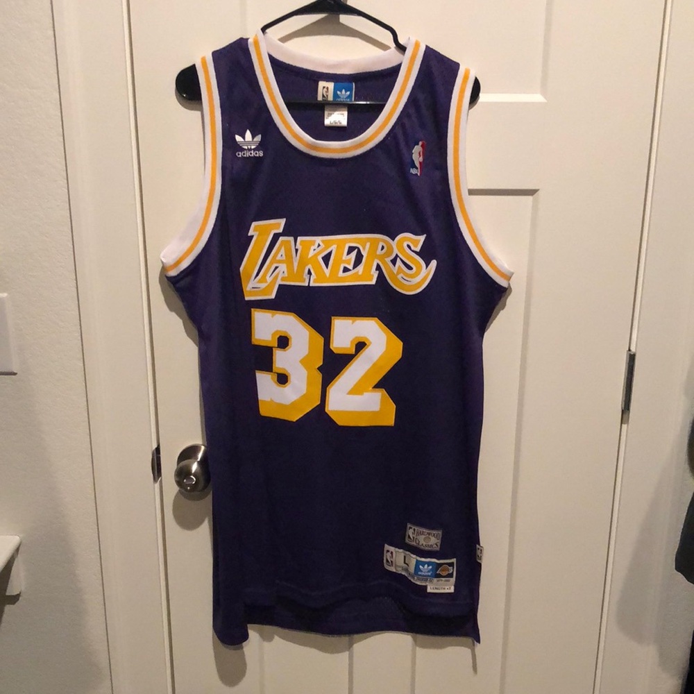 Adidas Magic Johnson Lakers #32 Hardwood Classics Jersey - Size: Large +2 Length